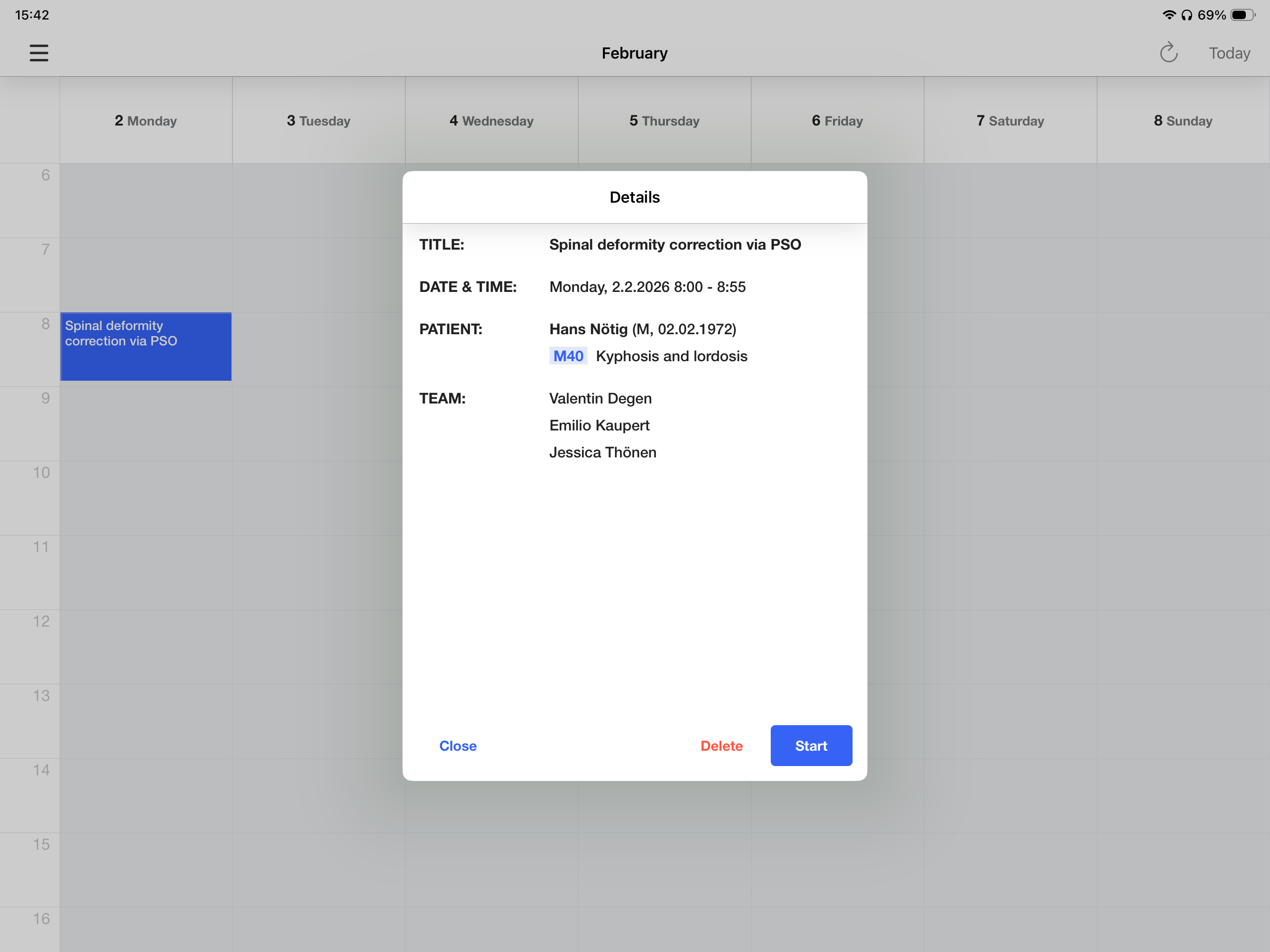 Dashboard — click planned OP