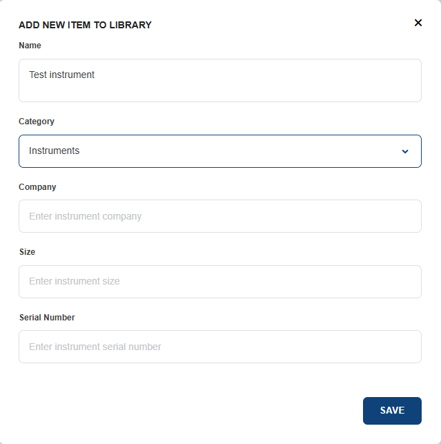 Add new item to library