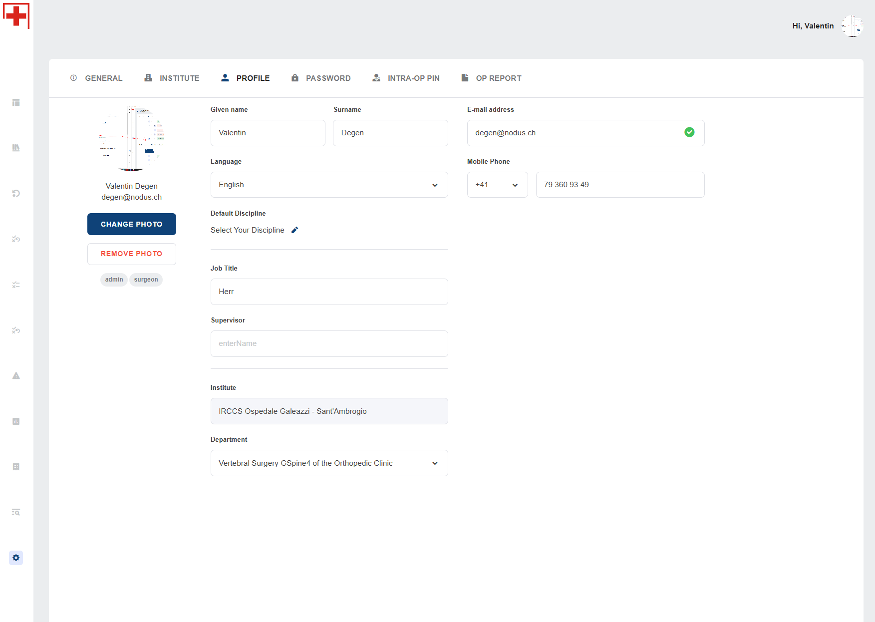 Profile settings