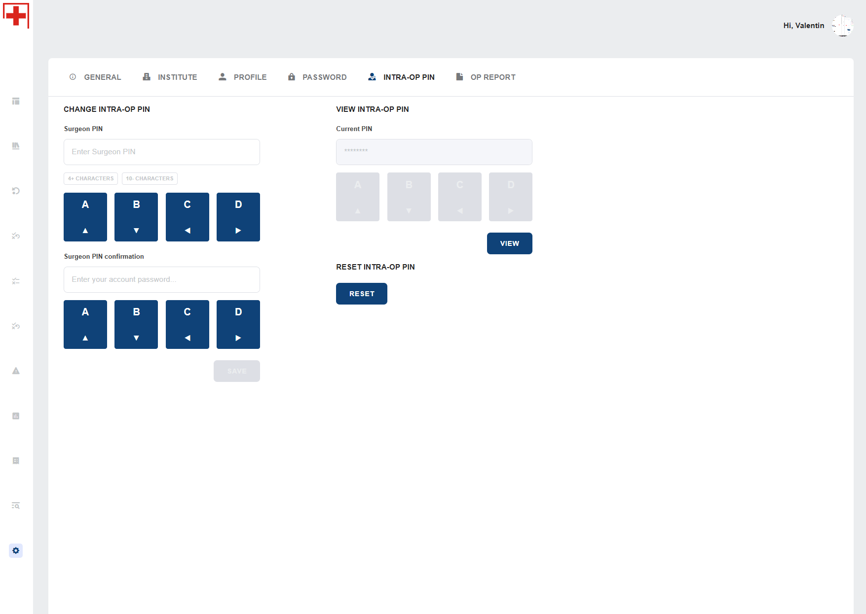 Intra-OP Pin settings