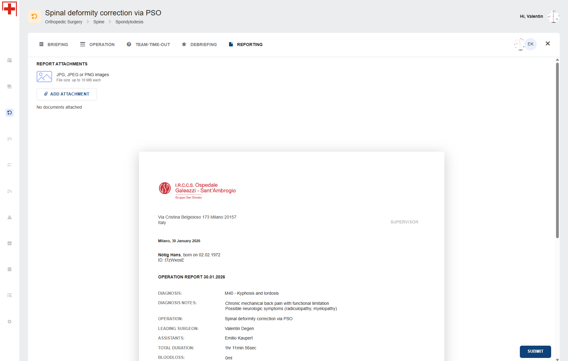 Reporting section
